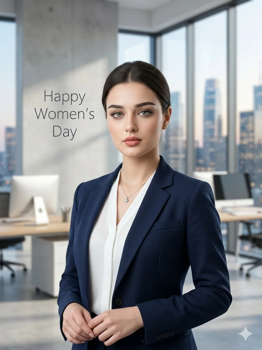Confident business woman AI portrait for International Women’s Day