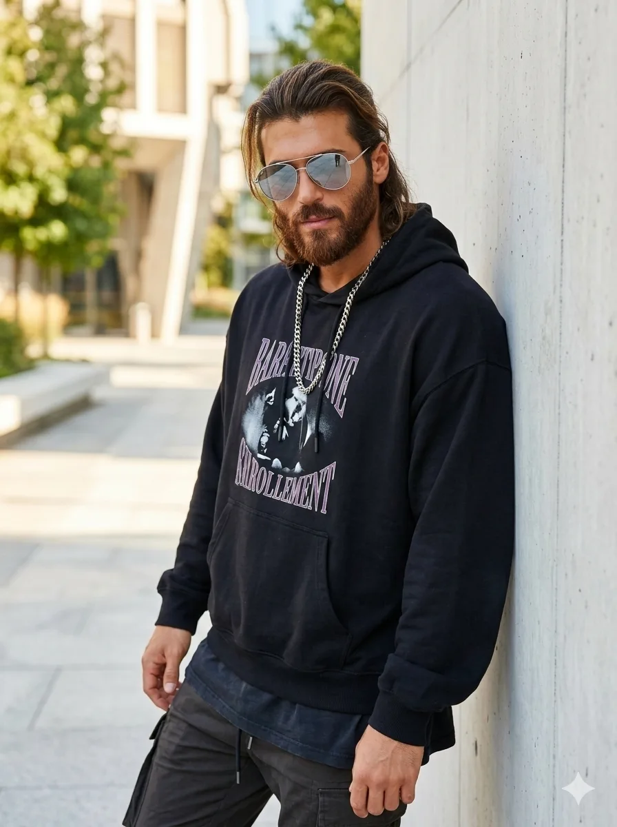 Trendy AI portrait of a boy posing outdoors for social media, casual influencer style, Gemini AI and ChatGPT